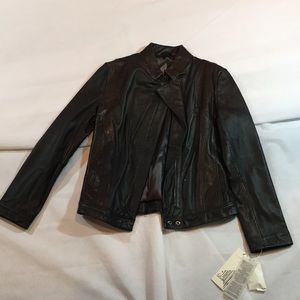 Tiboa REAL GENUINE Leather zip front Moto Jacket NWT